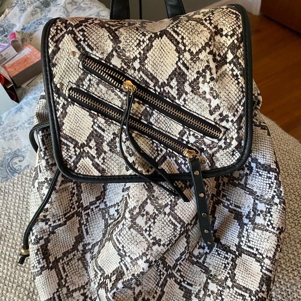 Faux snakeskin backpack